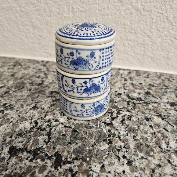 Other - Chinese Vint Porcelain Stackable Candles Set Of 3